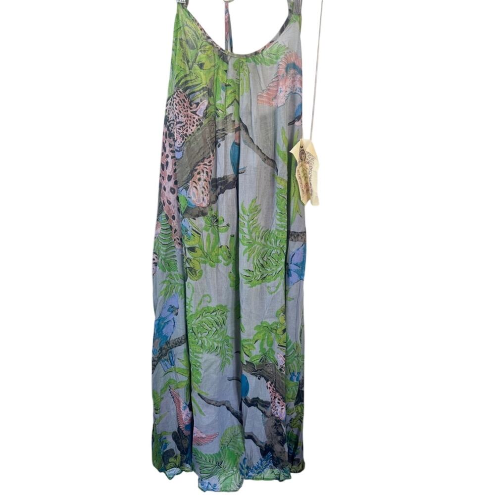 Aratta Wild Nights Maxi Dress NWT Medium Leopard Bird Print Boho Dress